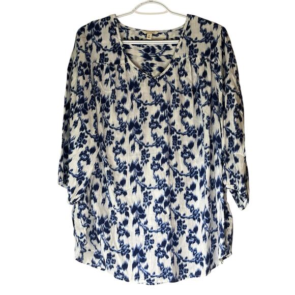 Sonoma Blue & White 3/4 Sleeve Blouse Size 1X - Picture 1 of 13